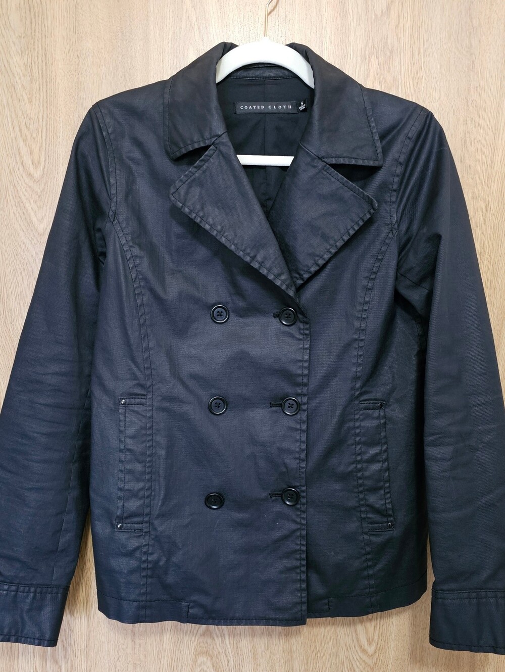 UNIQLO Coated Cloth Short Trench Double Breasted Coat Jacket Unisex Size Small
